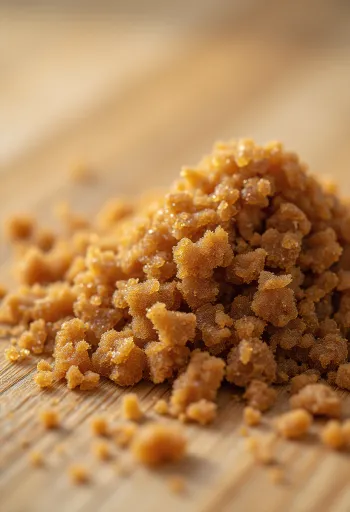 סוכר חום לח בקערה עם כף עץ