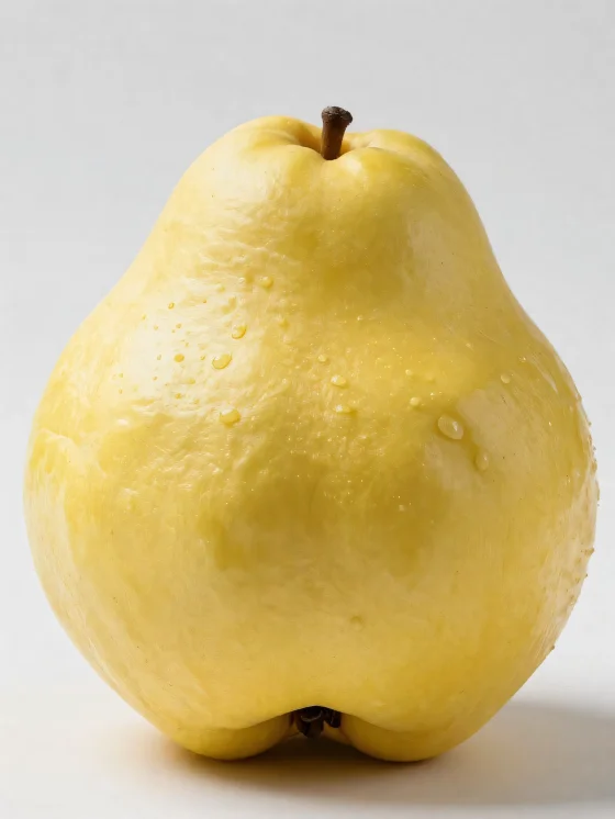 פירות חבוש שלמים ופרוסים על משטח עץ, עם עלים ירוקים