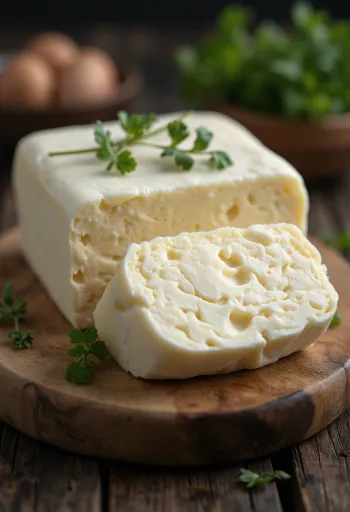 חמאת בופאלו לבנה וקרמית בקערית