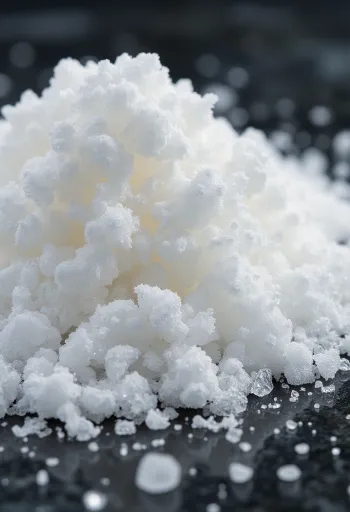 סוכר לבן גבישי בקערה עם כף עץ