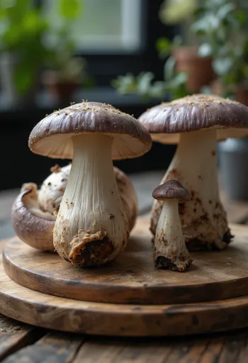 פטריות רוסולה (Russula vesca) נקיות ופרוסות במטבח