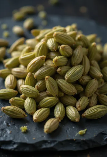 זרעי שומר ירקרקים שלמים על משטח עץ