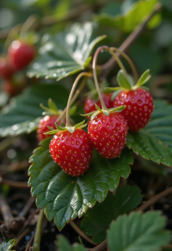תותי בר טריים ואדומים, חלקם חצויים, בצילום תקריב