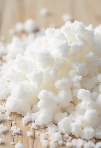 קערה עם אריתריטול גבישי לבן וכף עץ