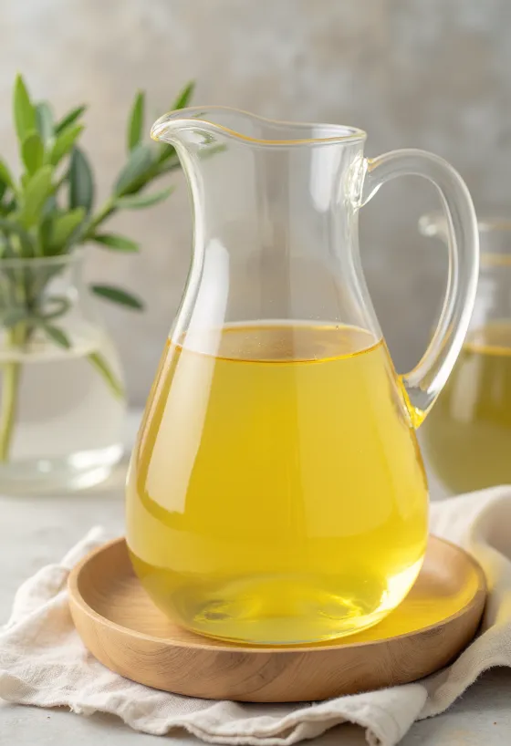 שמן דקלים מזוכך בקערה לצד פרי דקל