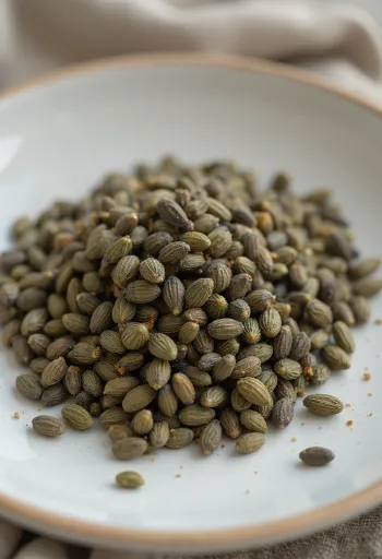 זרעי המפ מלאים (לא קלופים) בתקריב