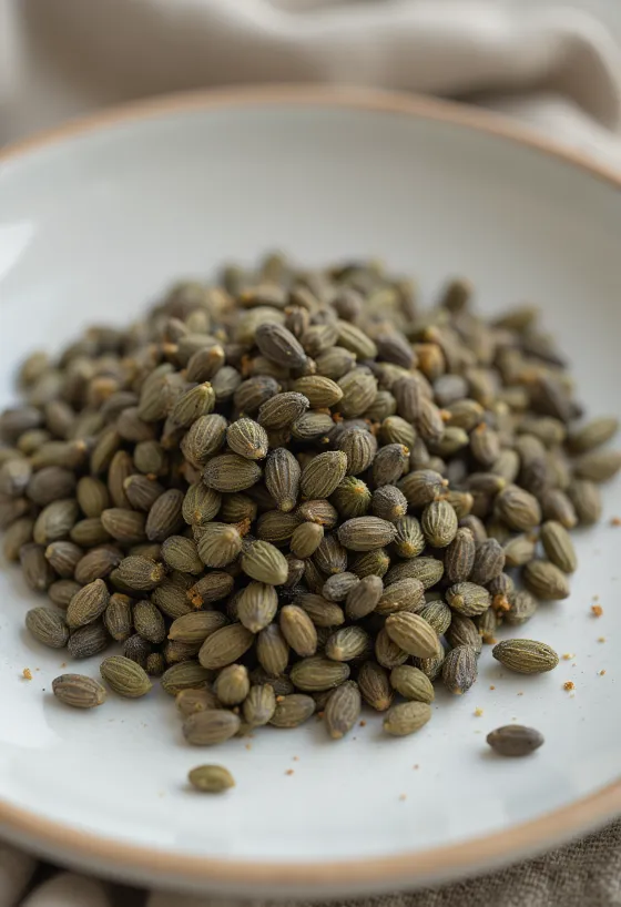 זרעי המפ מלאים (לא קלופים) בתקריב