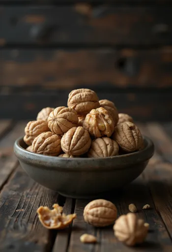 אגוזי מלך קלופים וחצויים בצילום טבעי על רקע לבן