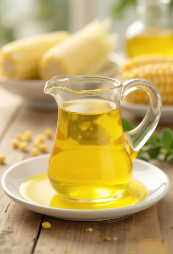 שמן תירס בבקבוק זכוכית, גרעיני תירס וקמח תירס