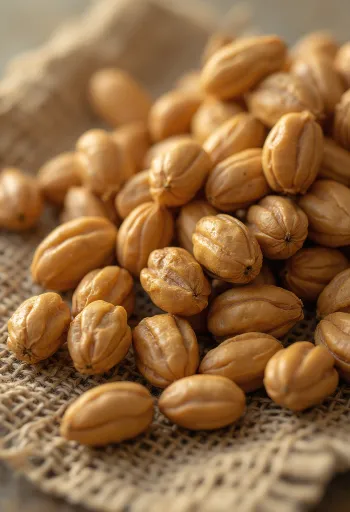 פקעות אגוז נמר (צ'ופה) טבעיות על משטח כפרי