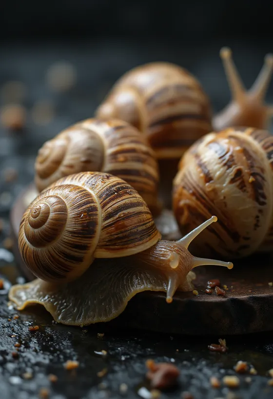 מנת אסקרגו יוקרתית מוגשת עם חמאת שום ועשבי תיבול