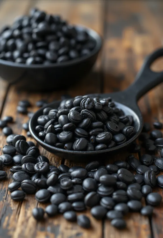 גרעיני חמניות שחורים טריים לפני קלייה