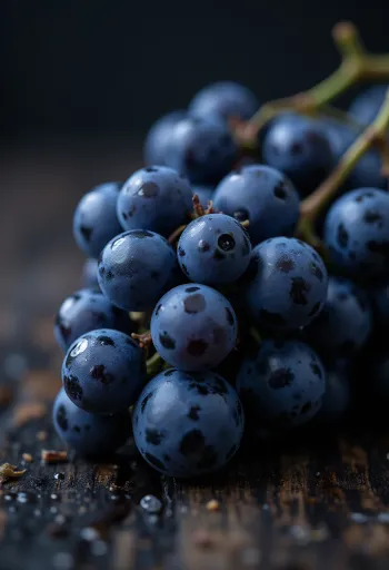 ענבי איזבלה בצבע סגול כהה-שחור, עגולים ומלאים