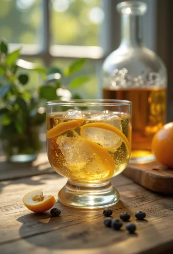 בקבוק פלינקה מסורתי וכוסית, מוקפים בפירות טריים מהם מופק המשקה