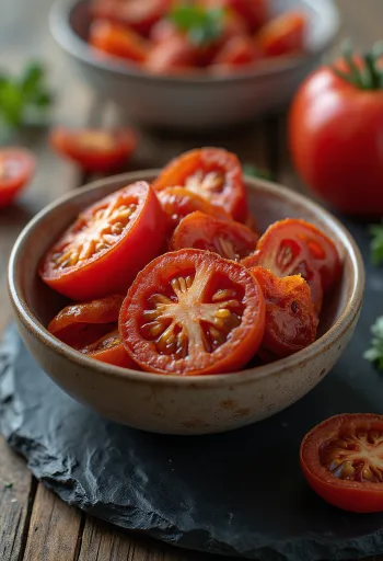 עגבניות מיובשות כפריות עם שמן זית ובזיליקום