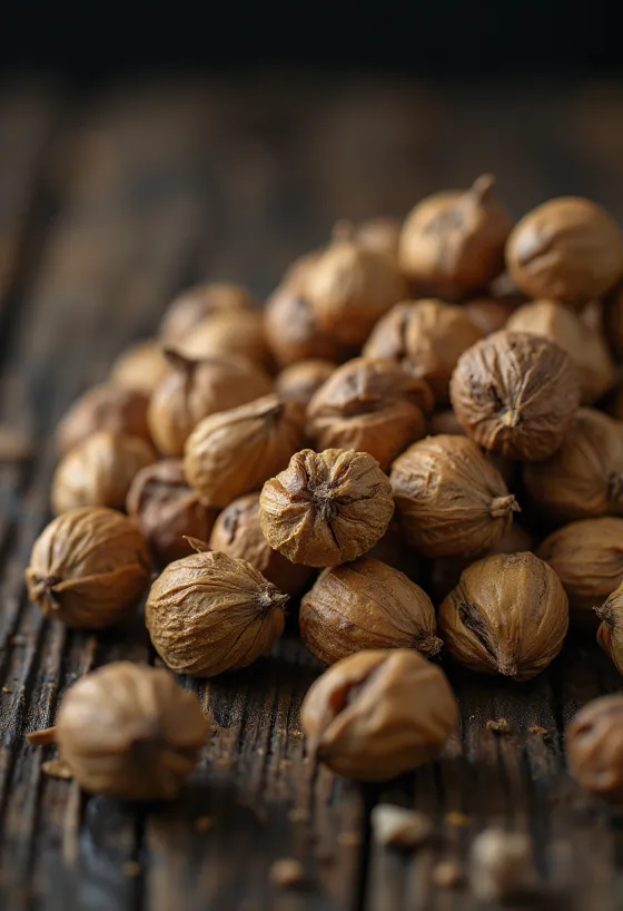 אגוזי נמר (צ'ופה) מקולפים בערימה