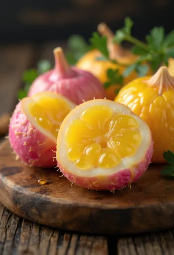 פקעות אולוקוס מיובשות בגווני ורוד וסגול עם מרקם ייחודי