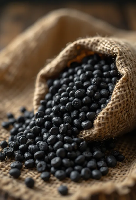 גרגירי אורד דאל (עדשים שחורות) יבשים בעלי מרקם עשיר