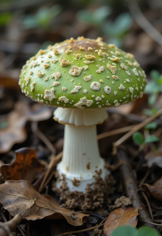 פטריות רוסולה ירוקה נקיות ופרוסות על קרש חיתוך