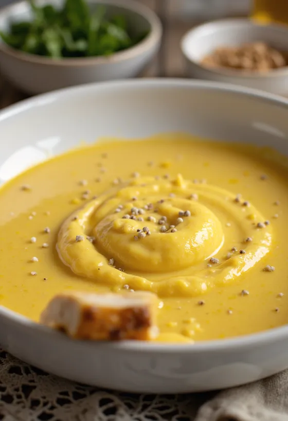 קערה עם רוטב שמנת, קארי וג'ינג'ר