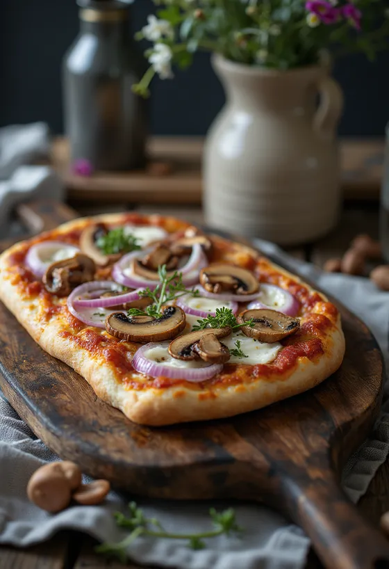 Pizza Finlandese עם בשר אייל הצפון, שמנת חמוצה ובצל סגול