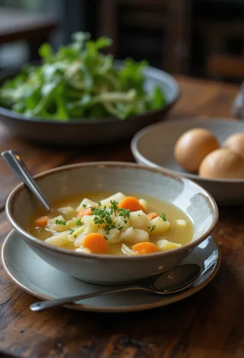 מרק קולורבי טבעוני מוגש