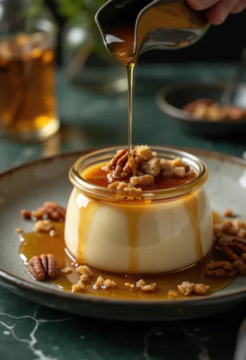 פנה קוטה סירופ מייפל בכוס