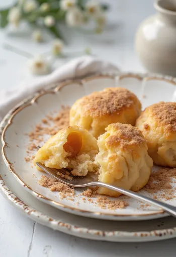 כופתאות שזיפים טריות עם סוכר קינמון ופירורי לחם