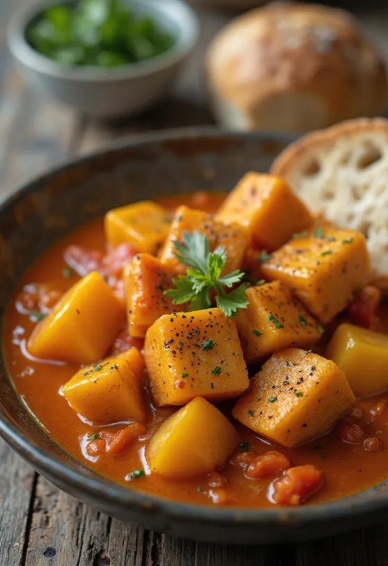 לצ'ו טבעוני עם טופו מוגש