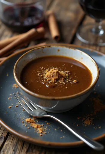 רוטב יין אדום וקארי חום קטיפתי במצקת