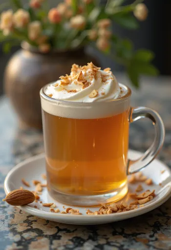 סיידר דבש ושקדים מוגש בכוס