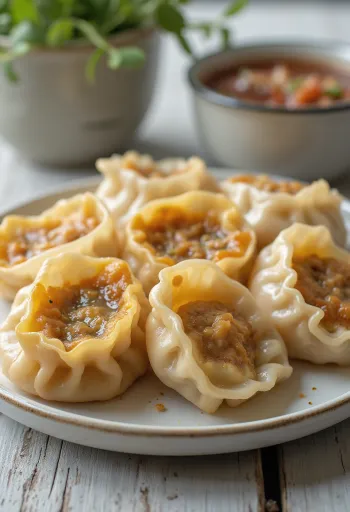 גיוזה עם ביצה, ממולאת בבצק טרי וטעים, מטוגנת לזהוב פריך