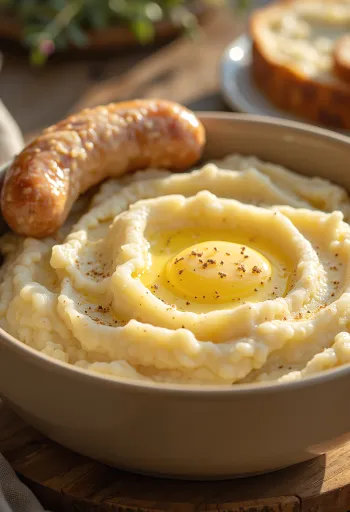 פירה תפוחי אדמה קרמי מעורבב עם חמאה ושמנת