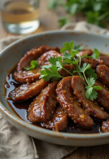 פיפיקאולה ברוטב סויה, מוגש עם כוסברה טרייה