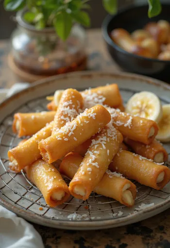 טורון עם בננה, קינוח טרי ופריך, עם סוכר חום וקינמון