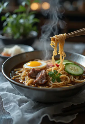 דונגביי לנגמיון, אטריות קוריאניות קרות עם מחית צ'ילי וירקות טריים