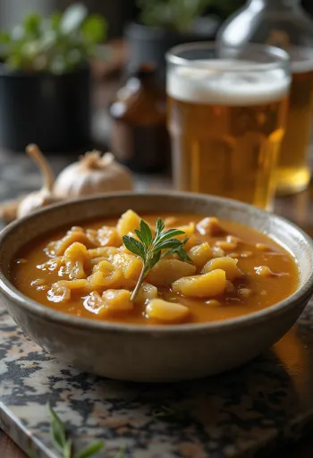 קערית עם רוטב בירה, שום ורוזמרין