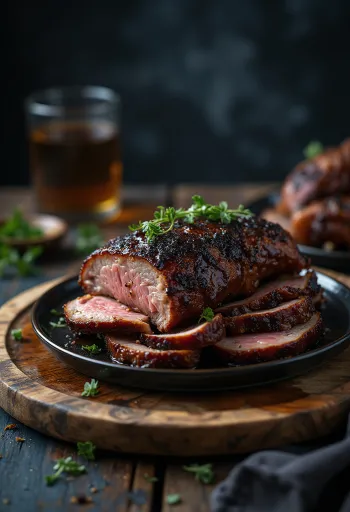 שוק חזיר בר מעושן בברביקיו מוגש