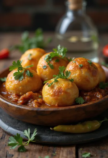 ליטי במילוי בקר, מוגש עם כוסברה טרייה