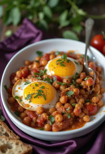מאפה חצילים וחומוס טבעוני מוגש