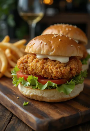 בורגר עוף קריספי מוגש