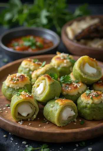 פטרה במילוי גבינה, מוגש עם כוסברה טרייה