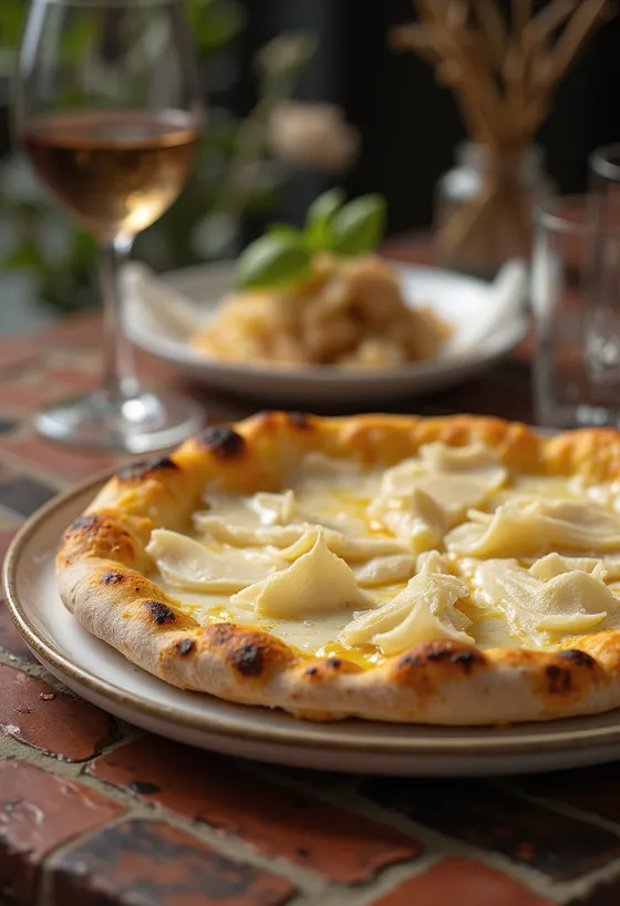 Pizza al Tartufo Bianco עם כמהין לבנות וגבינות