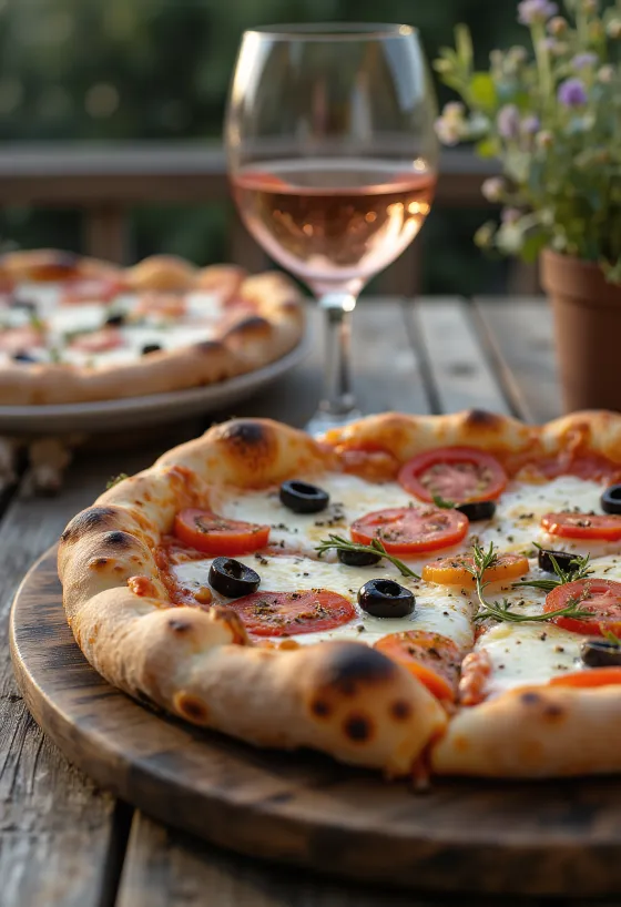 Pizza Provençale עם עגבניות, זיתים שחורים ותבליני פרובנס