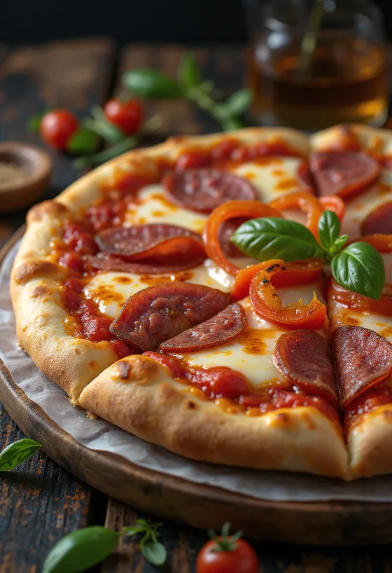 Pizza alla Campagnola עם סלמי וירקות