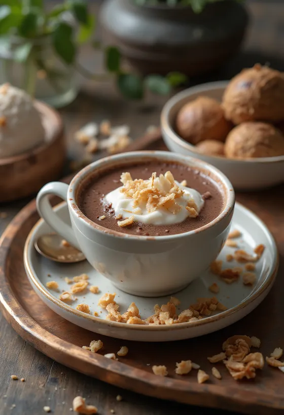 משקה קוקוס חם מוגש טרי