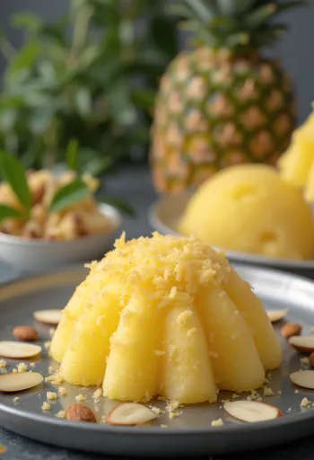 ארטיק קולפי קוקוס ואננס עם חתיכות פרי ושקדים