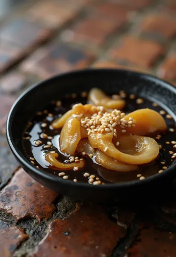 רוטב סויה מסוכר מוגש עם ירקות בגריל