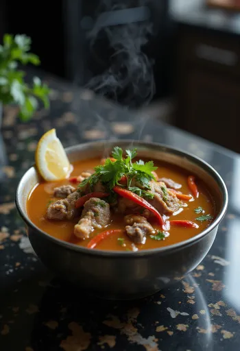 קלה פאצ'ה עם פלפל חריף, מקושט בכוסברה טרייה