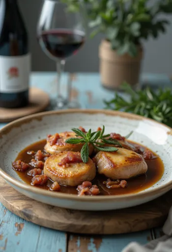 סלטימבוקה עגל ברוטב יין מרסלה, מוגש עם פרושוטו ועלי מרווה